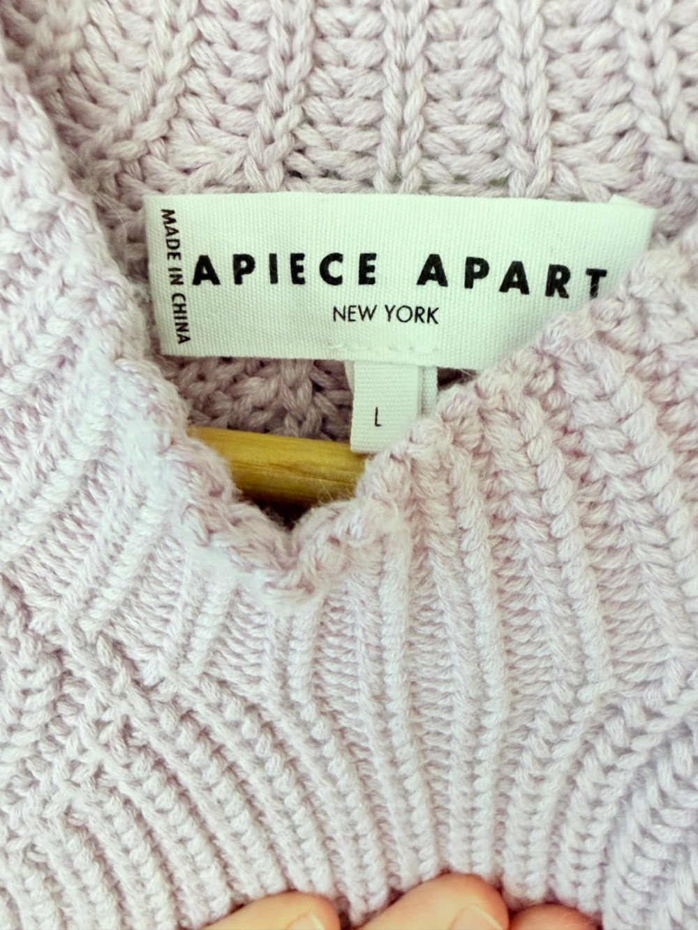 Apiece Apart Eco Nueva Merel Sweater in Sheer Lilac | cropped cotton sweater - Picture 4 of 5